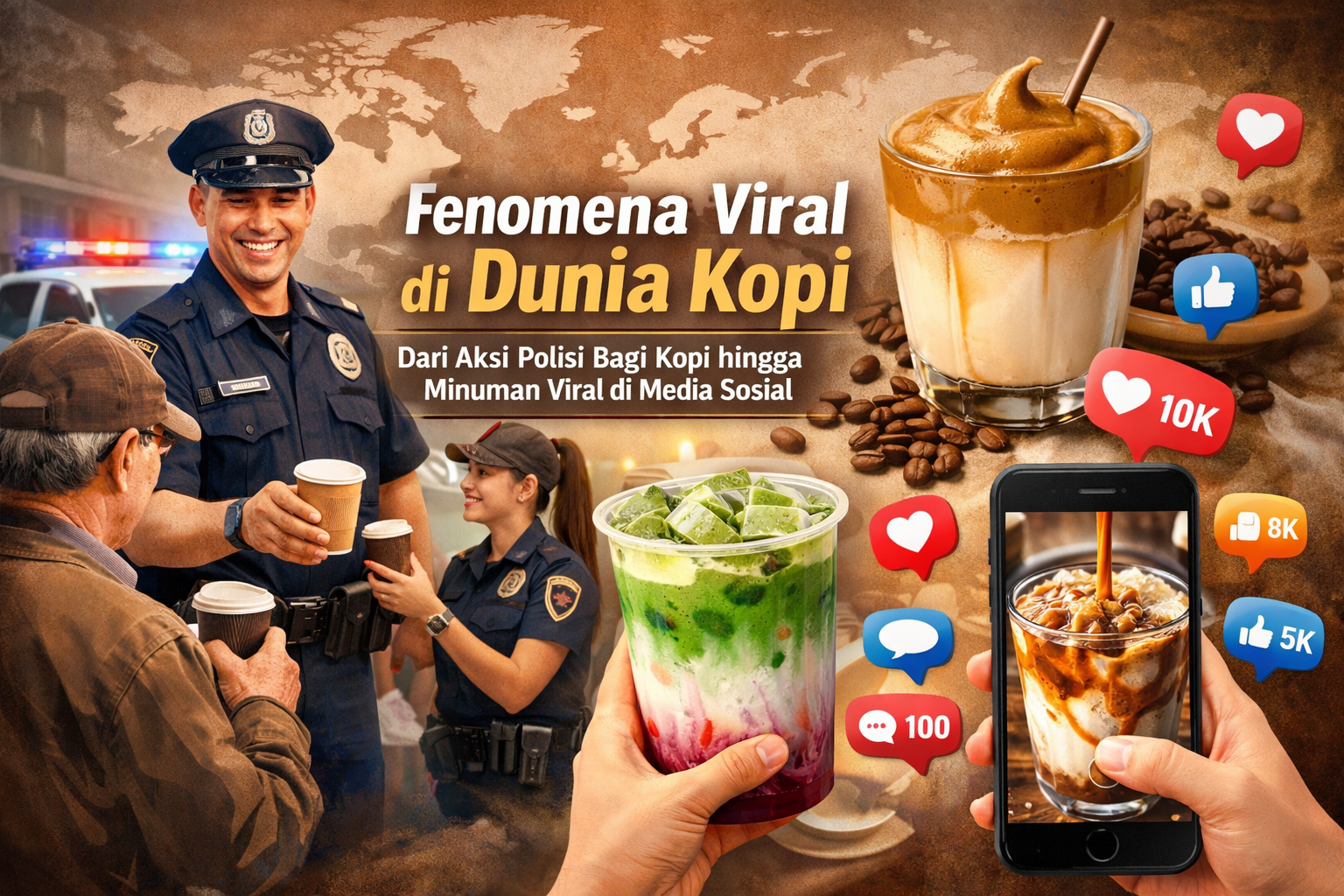 Fenomena Viral di Dunia Kopi: Dari Aksi Polisi Bagi Kopi hingga Minuman Viral di Media Sosial