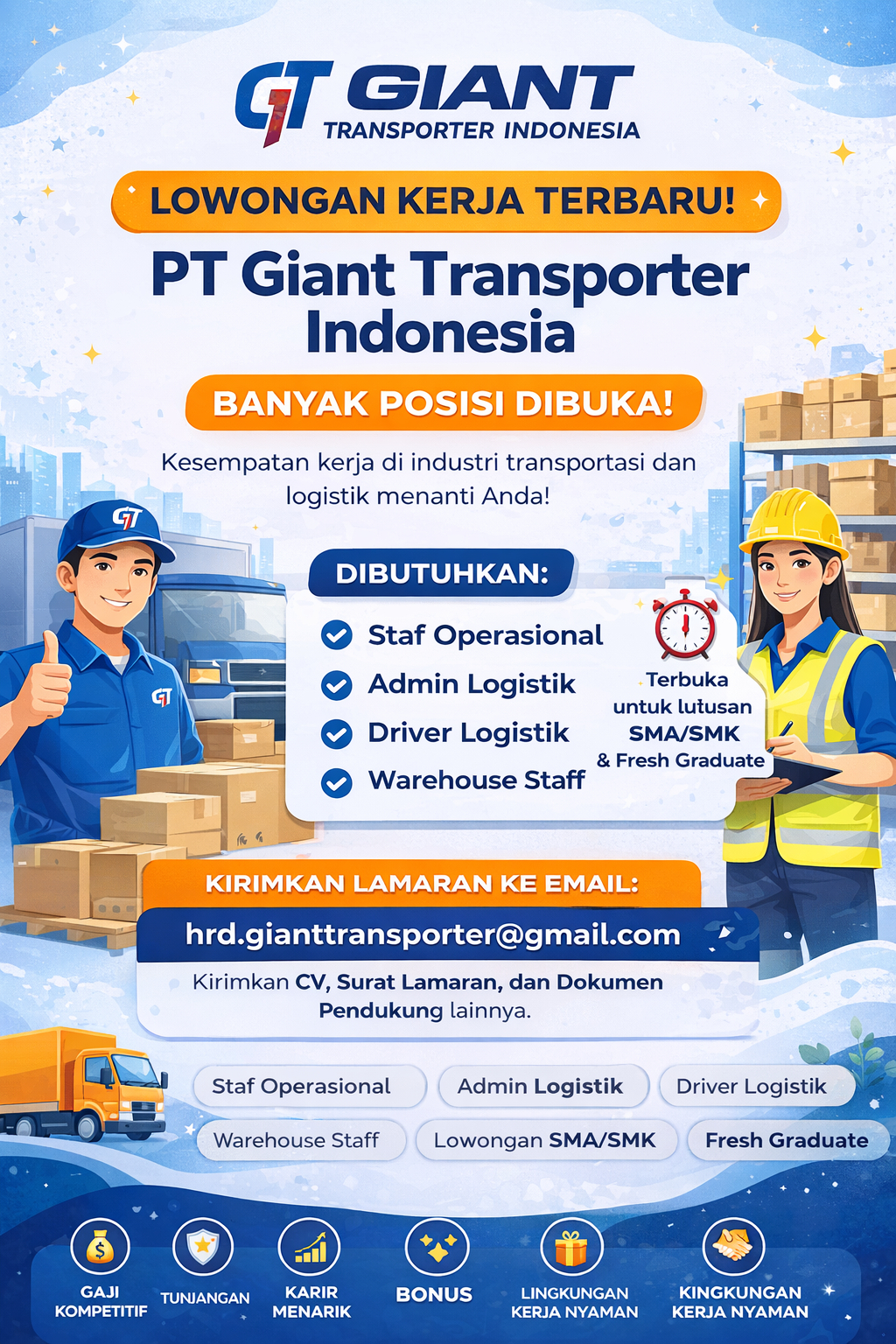 Lowongan Kerja Terbaru di PT Giant Transporter Indonesia