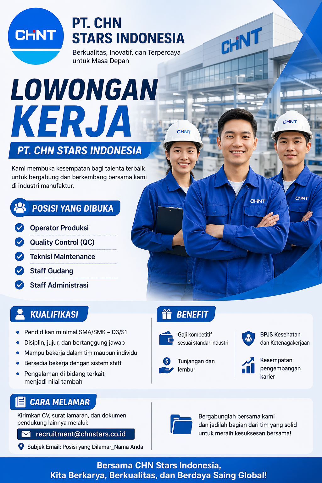Lowongan Kerja PT. CHN Stars Indonesia, Kesempatan Berkarier di Industri Manufaktur