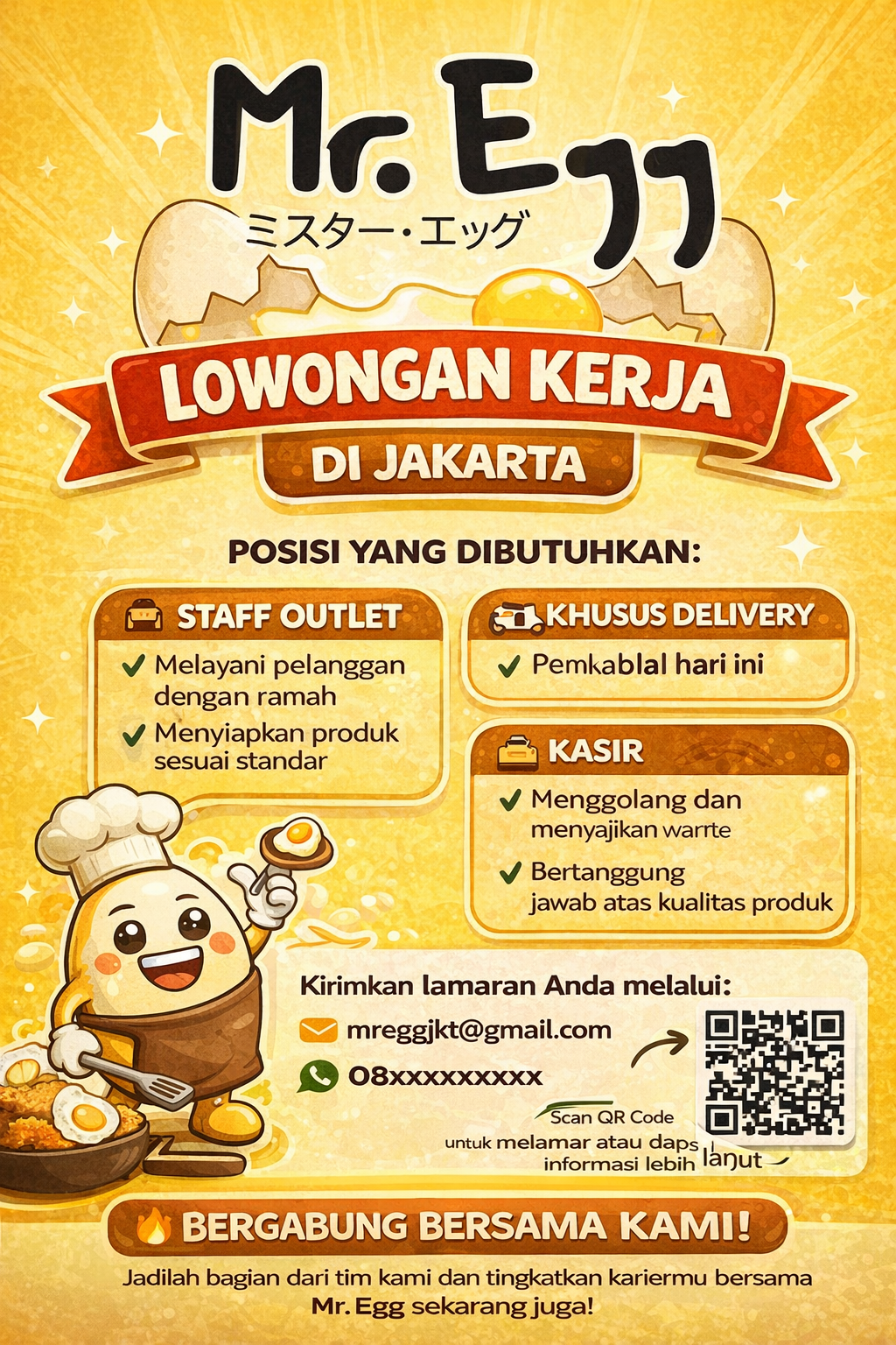 Lowongan Kerja PT Mister Egg Jakarta Dibuka, Ini Posisi dan Kesempatannya
