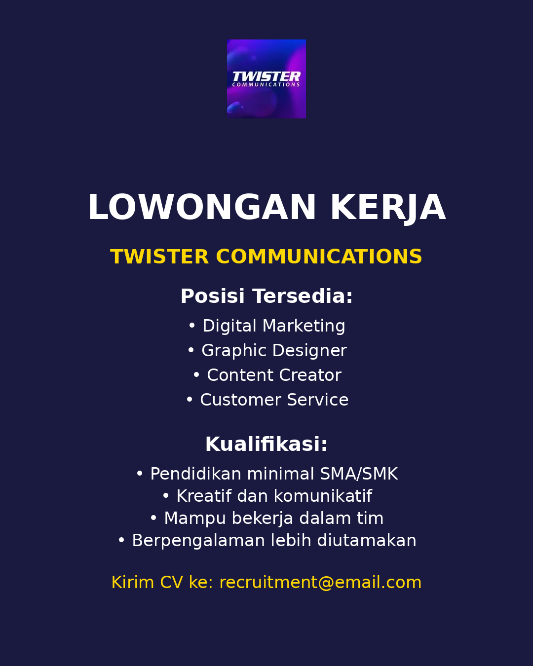 Lowongan Kerja PT. Eka Anugrah Dinamika