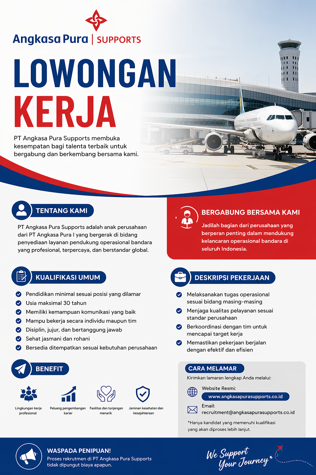 Lowongan Kerja Terbaru PT Angkasa Pura Supports