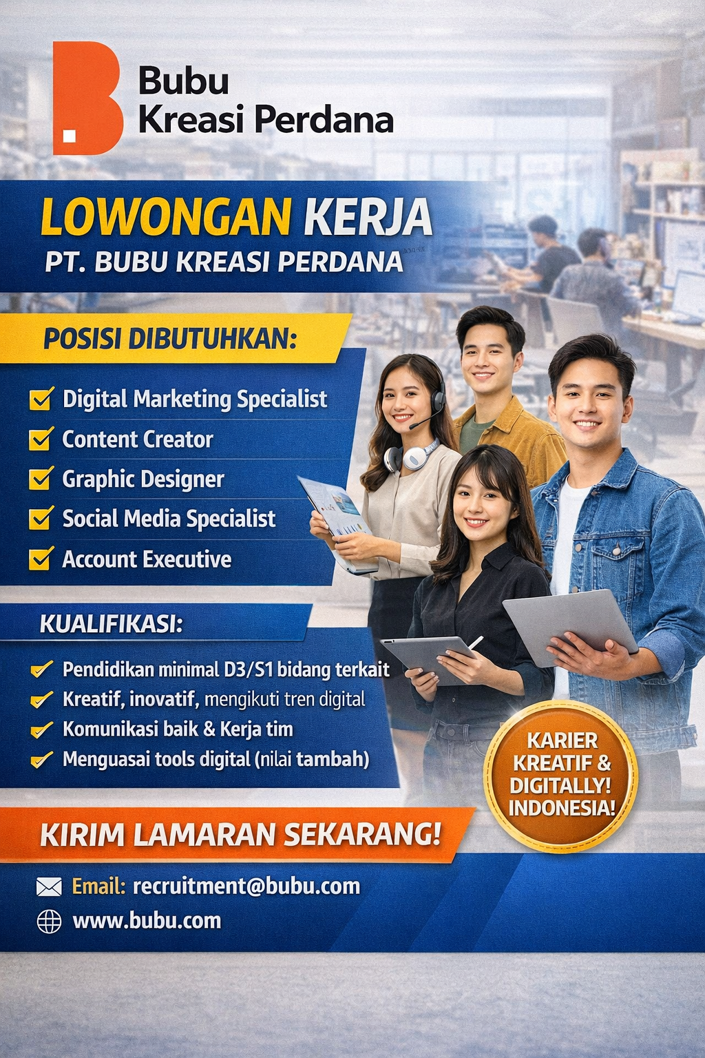 Lowongan Kerja PT. Bubu Kreasi Perdana, Peluang Karier di Industri Kreatif dan Digital