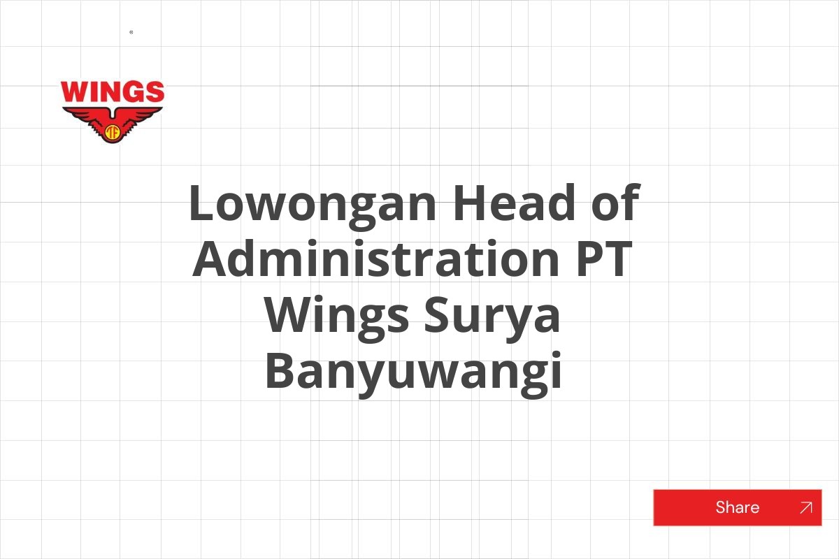 Lowongan Head of Administration PT Wings Surya Banyuwangi