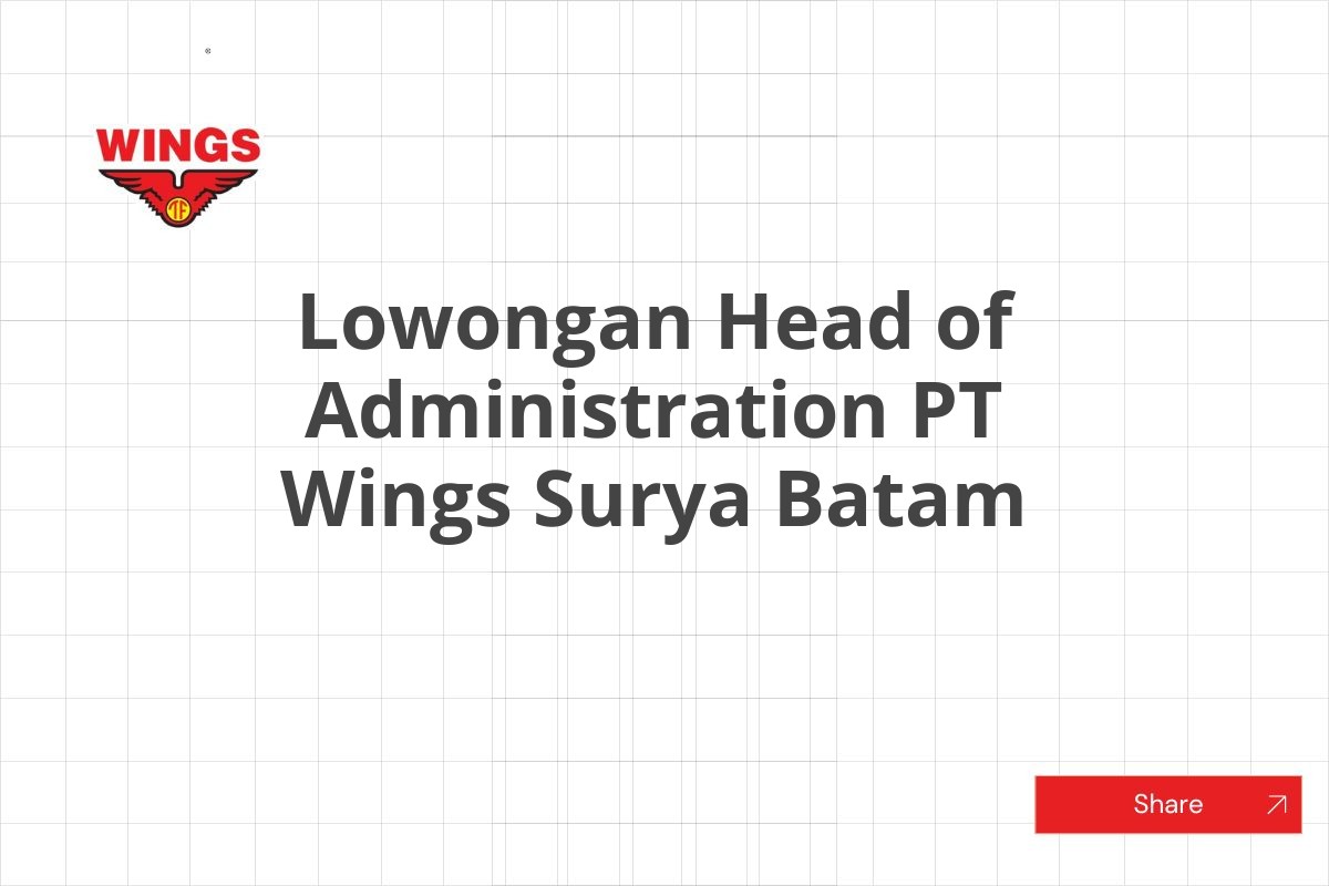 Lowongan Head of Administration PT Wings Surya Batam