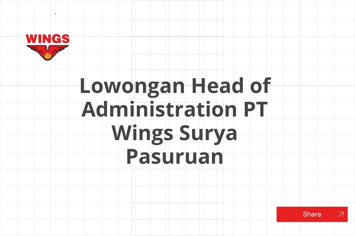 Lowongan Head of Administration PT Wings Surya Pasuruan