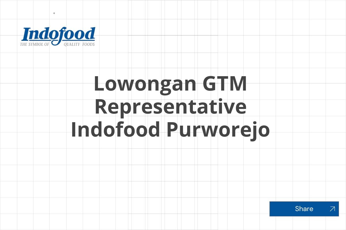 Lowongan GTM Representative Indofood Purworejo